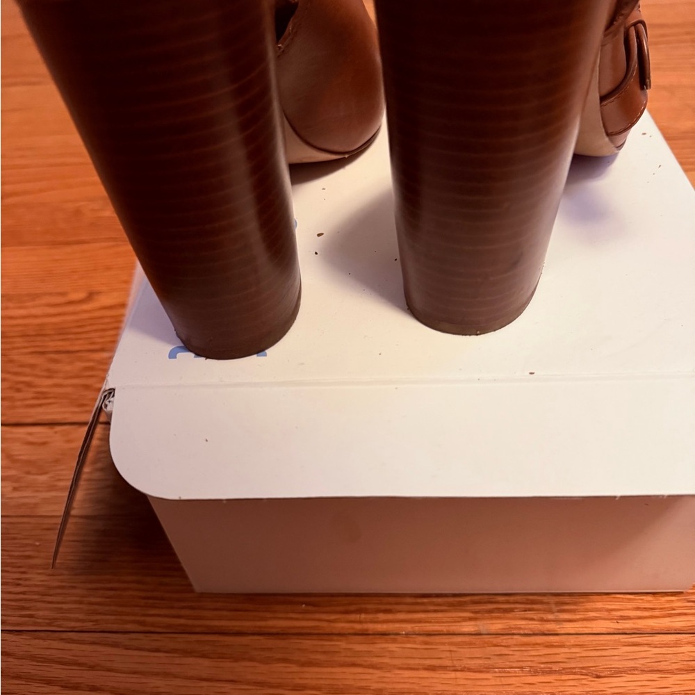 Coach Tan Leather Open-Toe Slingback Heeled Mules - Picture 5 of 5